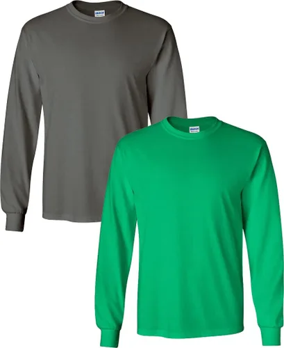 Vista 40 de Gildan - Camiseta de algodón y de manga larga para hombre, modelo G2400 (1) verde irlandés + (1) negro