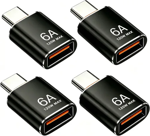 Vista 11 de BOMIE Adaptador USB C a USB, paquete de 10 unidades, 6A 120 W, carga rápida, transferencia de datos de 10 Gbps, USB C macho a USB 3.2 hembra OTG