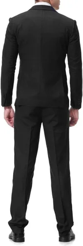 Vista 6 de Cloudstyle Chaqueta de color sólido de 3 piezas con 2 botones y ajuste delgado para hombre, traje formal de boda inteligente