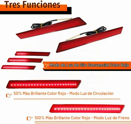 Vista 3 de 3 EN 1 LED Lente Roja Para 2013 2014 2015 2016 2017 Cadillac XTS Reflector de Parachoques Luces Traseras Señal de Giro Freno Luz de Stop y Lente