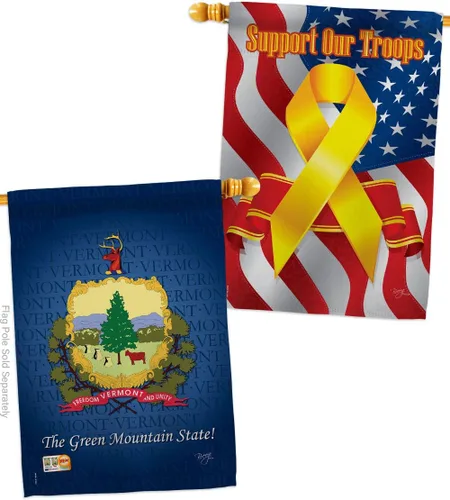 Vista 7 de Banderas de Estados Vermont House Pack Regional Estados Unidos Territorios Americanos República País Particular Área Pequeña Decorativa Patio Banner