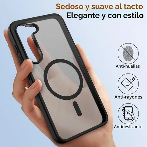 Vista 6 de Gritup Funda para Samsung Galaxy S23 con 2 protectores de pantalla (compatible con MagSafe) (protección de grado militar), delgada, translúcida Negro