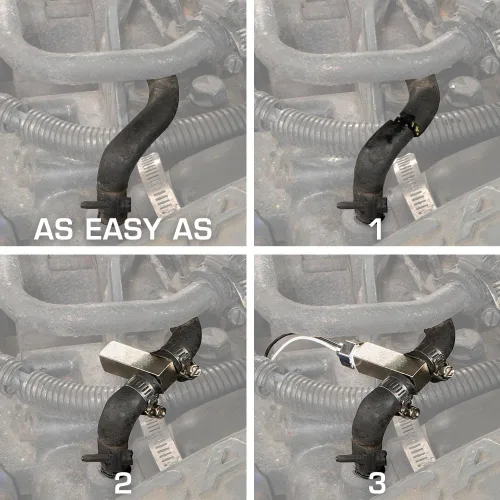 Vista 3 de GlowShift Adaptador de ajuste en T para sensor de temperatura de refrigerante de agua compatible con Dodge Ram de 12 válvulas Cummins 1994-1998