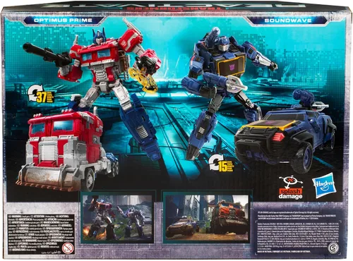 Vista 6 de Transformers: Paquete de 2 figuras de acción inspiradas en el videojuego Optimus Prime y Soundwave, figuras de 6.5 pulgadas convertibles, para niños