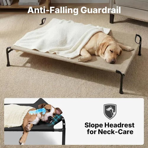 Vista 2 de Veehoo Cama para perros al aire libre, cama elevada para perros grandes, cama elevada para mascotas con reposacabezas, cuna refrescante lavable