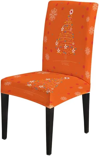 Vista 187 de CAPSCEOLL Christmas Dining Chair Covers,Snowflakes Festive Winter Pattern Stretch Chair Covers for Dining Room Set of 2 Washable Spandex Parson