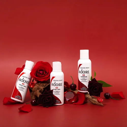 Vista 5 de Adore Tinte para el cabello semipermanente, vegano y libre de crueldad, 4 onzas líquidas, rojo rojo 070 (paquete de 3)