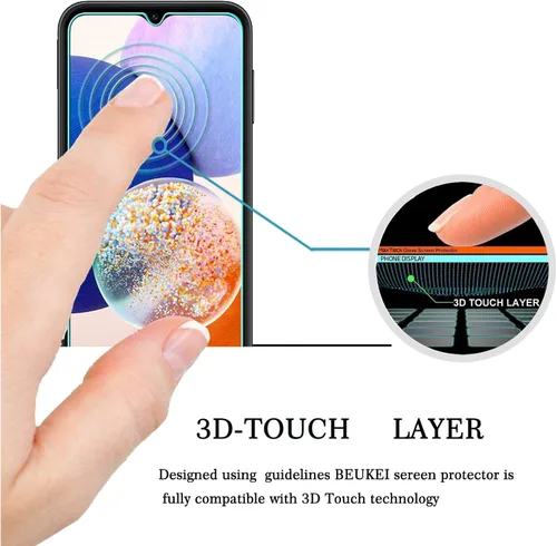 Vista 2 de Paquete de 3 protectores de pantalla de vidrio templado compatibles con Samsung Galaxy A14 5G / Galaxy A14, sensible al tacto, compatible