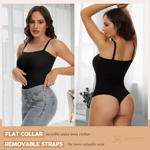 Vista 2 de JOYSHAPER Body sexy sin tirantes para mujer, con tirantes acanalados, moldeador de tanga, sin costuras, levantador de glúteos