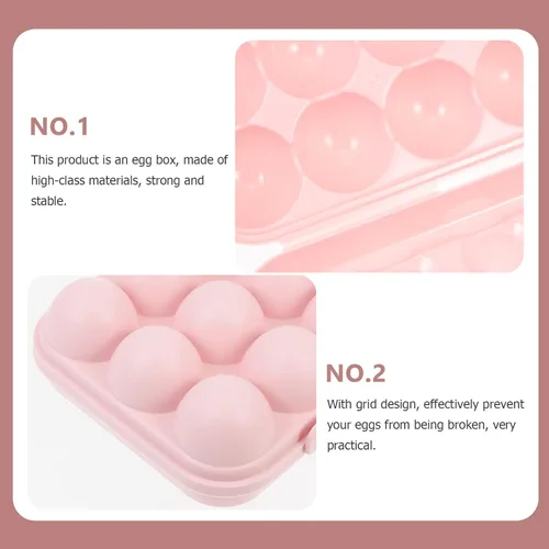 Vista 8 de Angoily Cartón de huevos, soporte apilable para huevos para refrigerador, almacenamiento de plástico1, bandejas de almacenamiento rosa de cocina