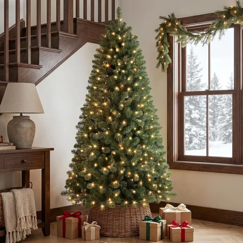 Vista 6 de Alupssuc Árbol de Navidad artificial preiluminado de 4 pies, 110 luces 334 puntas de rama, 13 modos de iluminación, luces blancas cálidas