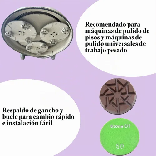 Vista 3 de Discos de pulido de diamante para rectificadora de pisos, discos de enlace de resina de 3 pulgadas para hormigón, terrazo, mármol, granito, 50 #, 9