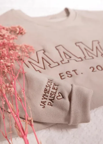 Vista 5 de IZI POD Sudadera bordada personalizada para mamá, sudadera personalizada, sudadera para mamá, regalo para el día de la madre