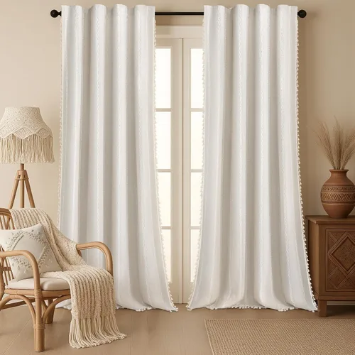 Vista 41 de Cortinas opacas estilo bohemio verde salvia de 96 pulgadas, 2