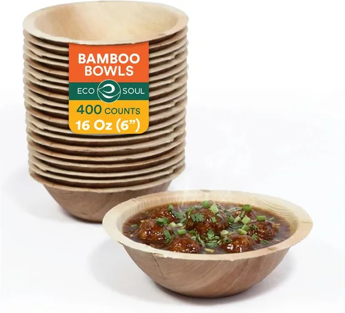 Vista 15 de ECO SOUL Cuencos de bambú de 7 onzas, compostables, resistentes