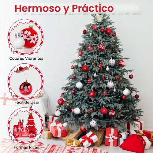 Vista 4 de DeckTheHalls 42 adornos de Navidad, varios estilos de adornos de bolas de Navidad, bolas de Navidad inastillables para decoración de árbol