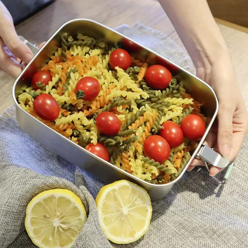 Vista 5 de Lonchera de acero inoxidable – Contenedor de alimentos ecológico y reciclable, a prueba de fugas y apto para lavavajillas, sin BPA, diseño de comida