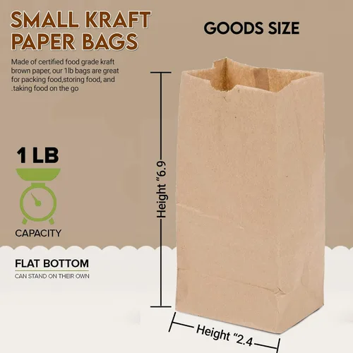 Vista 2 de Bolsas marrones de 1 libra, paquete de 500