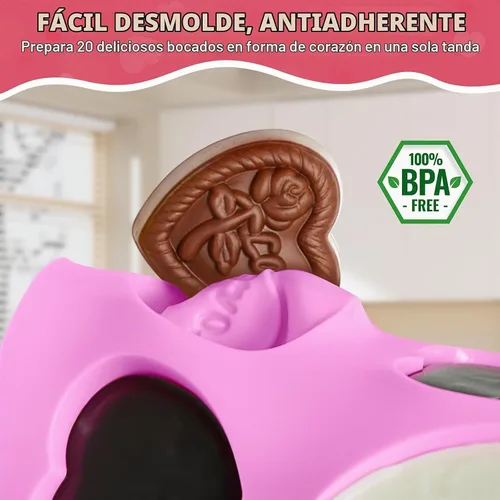 Vista 4 de HKNMTT Moldes de corazón de silicona para el día de San Valentín, 10 formas de conversación de amor, regalos de trufa, tamaño de bocado, molde