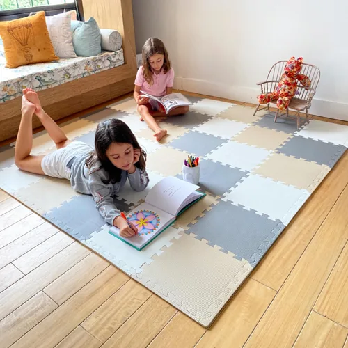 Vista 22 de MioTetto Alfombra de Juego para Bebés, Cómoda Alfombra para Tiempo de Barriga – Azulejos de Espuma Portátiles para Piso, Alfombra de bebé segura