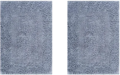 Vista 623 de Better Trends - Juego de 2 alfombras de baño 100% algodón, extra suaves, con borlas, de 17" x 24", alfombra de baño superabsorbente y reversible