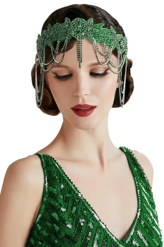 Vista 11 de BABEYOND Diadema de los años 20 con diseño de flapper para mujer, accesorio vintage para el cabello Negro