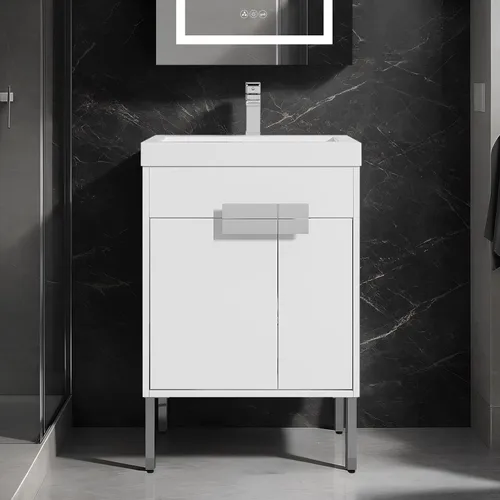 Vista 12 de Blossom Mueble de baño con fregadero de cerámica, roble clásico, 24 Classic Oak