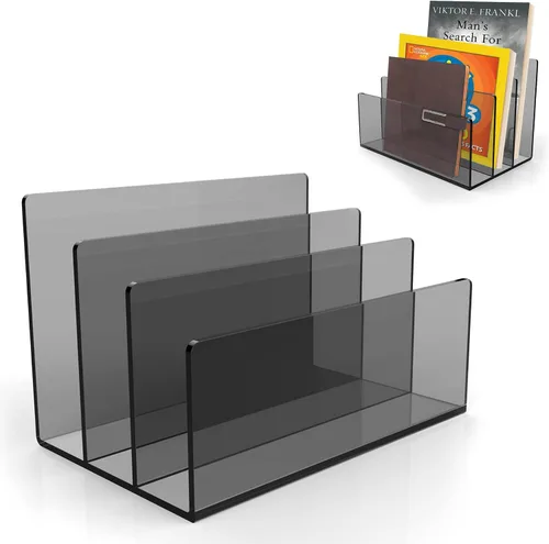 Vista 12 de Boloyo Soporte de archivo acrílico, 1 unidad, organizador de archivos transparente de 2 secciones, clasificador de cartas de correo, soporte
