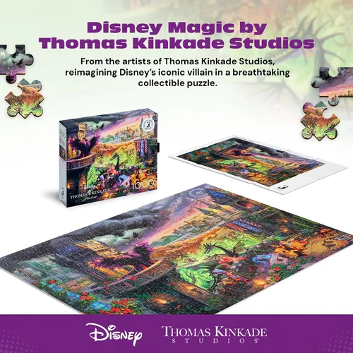 Vista 2 de Buffalo Games - Thomas Kinkade Disney - Maléfica - Rompecabezas de 1000 piezas Silver Select, Art by Thomas Kinkade, Recycled Board, Finished