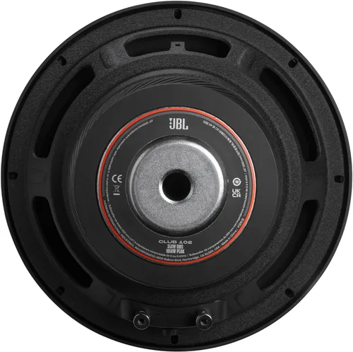 Vista 3 de JBL Club 102 - Subwoofer de 10", 300Wrms, 900W de pico, sensibilidad (@ 2.83V): 89dB, respuesta de frecuencia: 25Hz – 500Hz, impedancia nominal: 4