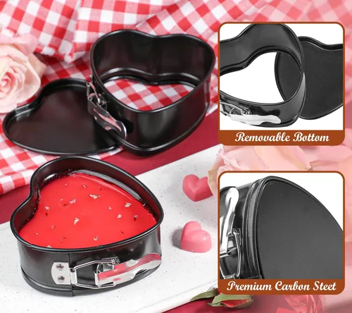 Vista 6 de Webake Springform - Juego de 2 moldes para tartas de queso con forma de corazón de 4 pulgadas, accesorios de Instapot, olla a presión, freidora