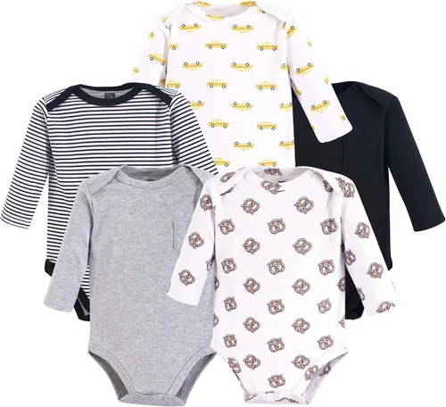 Vista 42 de Hudson Baby baby-boys Cotton Long-sleeve Bodysuits 5-pack