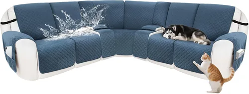 Vista 59 de Fundas para sofá modular reclinable, de terciopelo en forma de L, funda de consola central para perros y mascotas, lavable antideslizante, 1 funda