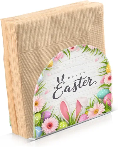 Vista 2 de senya Servilleteros de pie, soporte para servilletas de pie, fondo de Pascua, búsqueda de huevos, conejo para encimera de cocina, mesa de comedor