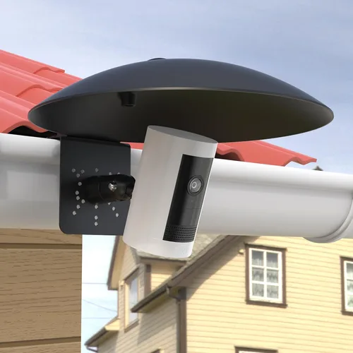 Vista 8 de Cubierta universal para cámara con sombra de lluvia solar con soporte de canalón para todas las cámaras de seguridad al aire libre con tornillo