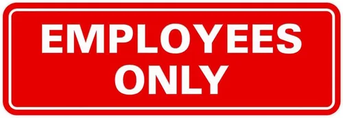 Vista 55 de Letrero estándar de solo empleados - Negro - Pequeño (1 paquete)