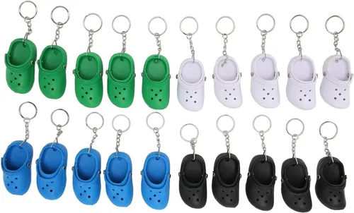 Vista 9 de 20 llaveros para zapatos, bonitos llaveros de silicona con agujero de playa, sandalias pequeñas, mini llavero para zapatos para regalos de cumpleaños