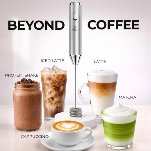Vista 66 de Zulay Milk Boss Espumador de leche potente manual, hace espuma para latte, batidor para mezclar bebidas, café, miniespumador para capuchino, frappé