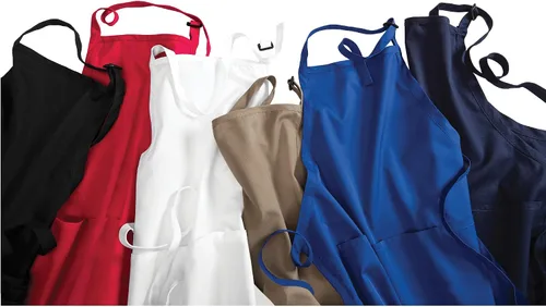 Vista 6 de Delantal personalizado de 3 bolsillos, diseño bordado de añadir un nombre, delantal de longitud completa para adultos con liberación de manchas