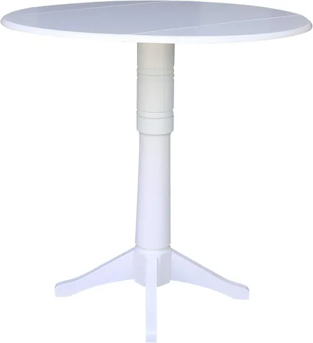 Vista 4 de International Concepts - Taburetes redondos con pedestal de 42 pulgadas, 2 alturas de bar, color blanco