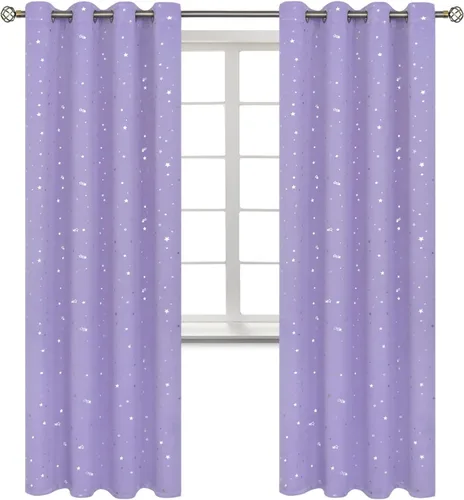 Vista 82 de BGment Cortinas opacas para dormitorio infantil, con aislamiento térmico, con ojales, estampado de estrellas plateadas, cortinas para oscurecer