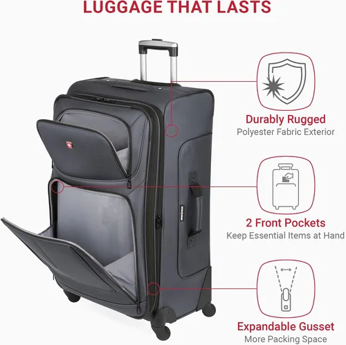 Vista 155 de SwissGear - Equipaje suave expandible Sion con ruedas, Negro