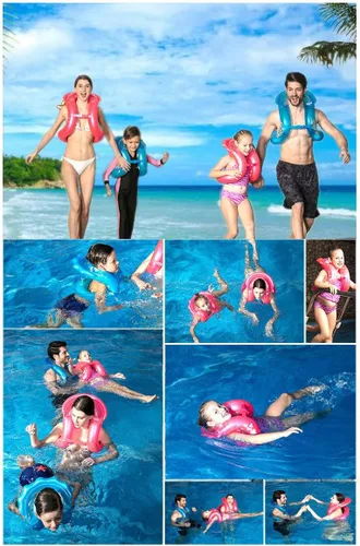 Vista 7 de Topsung Flotadores inflables para brazos de natación, anillos flotadores de tubo para niños y adultos