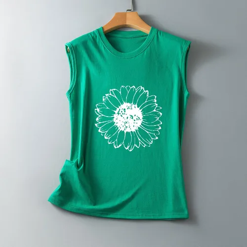 Vista 3 de Camisetas sin mangas de verano para mujer 2023, camisetas sin mangas para mujer, camisetas sin mangas con cuello redondo, camisetas básicas