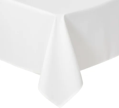 Vista 3 de Mantel rectangular blanco lavable de poliéster decorativo, mantel con superficie limpiable para decoración