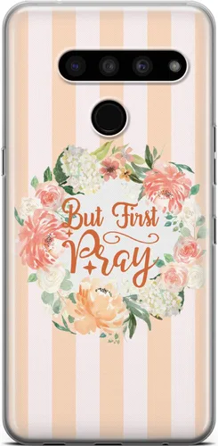 Vista 4 de Mertak Funda transparente compatible con LG Stylo 6 5 4 K61 K51S K41S K30 K20 Q70 Q60 But First Pray Cute Bible Floral Slim Cover Christian Flexible