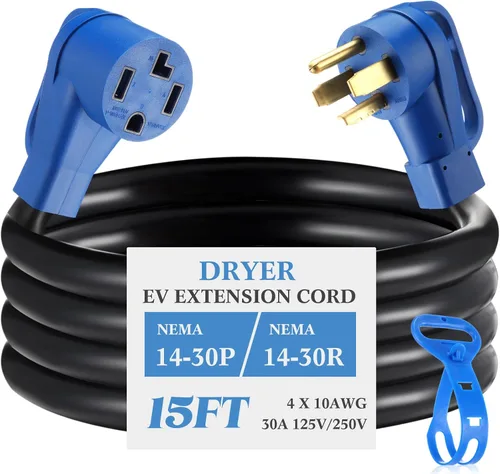 Vista 14 de Kanayu Cable de extensión NEMA 10-30p/r para secadora de 3 clavijas de 6.6 Negro