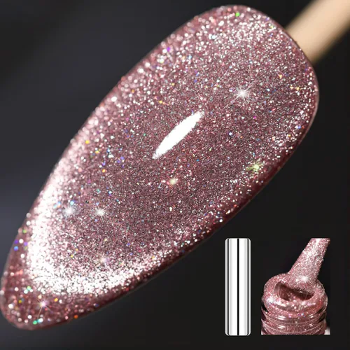 Vista 11 de X&D Juego de esmaltes de uñas de gel Cat Eye en arco iris reflectante con efecto holográfico magnético, 0.2 fl oz de esmalte de uñas para arte de 1