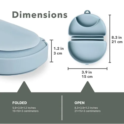 Vista 3 de Miniware Fold & Scoop - Juego de alimentación para bebés, plato de silicona para bebé con succión y cuchara para bebé, compacto, portátil, apto