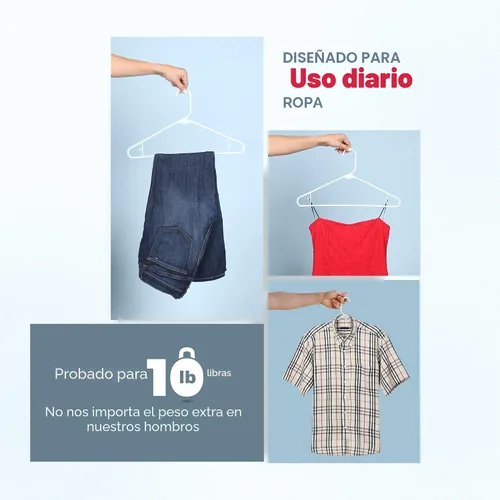 Vista 4 de Perchas de plástico de 15 unidades – Hechas en EE.UU. – Capacidad de 2.7 kg, perchas estándar de ropa con ganchos de correa para vestidos, lencería